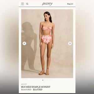 Peony ruched underwire bandeau Paloma XL nwt